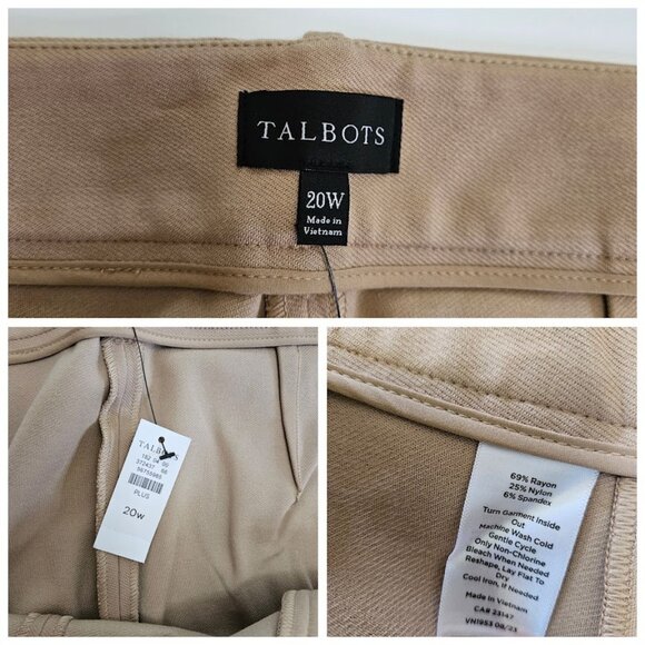 NWT Talbots Knit Sailor Crop Pants Rattan Tan 20W - Picture 9 of 12